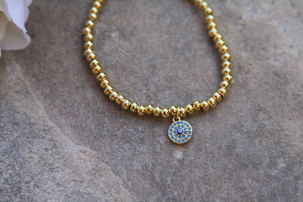 Evil Eye charm bracelet-gold - Image 3